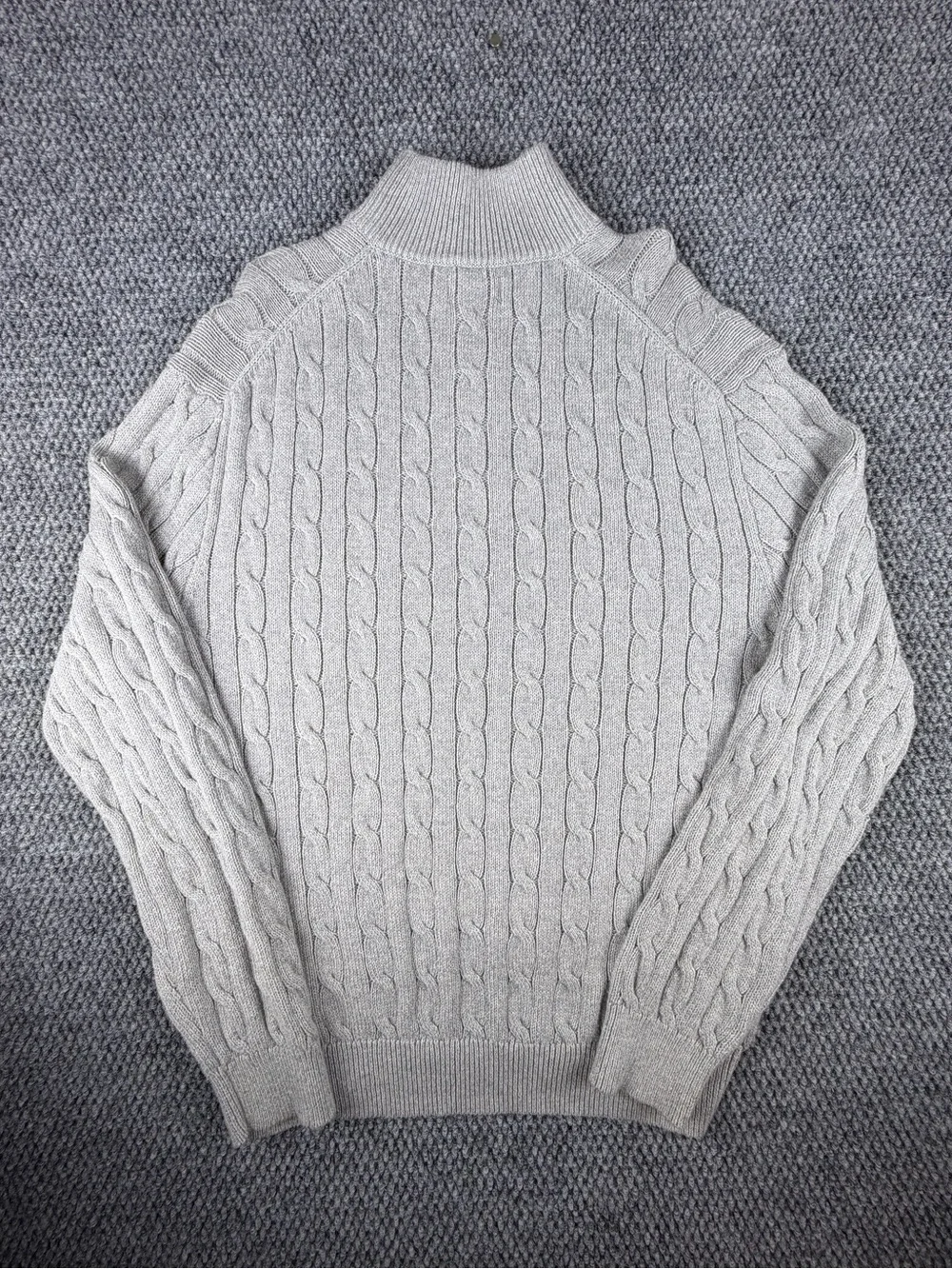 Polo Ralph Lauren Men’s XL Cable Knit Quarter  Zip Sweater Gray 100% Cotton